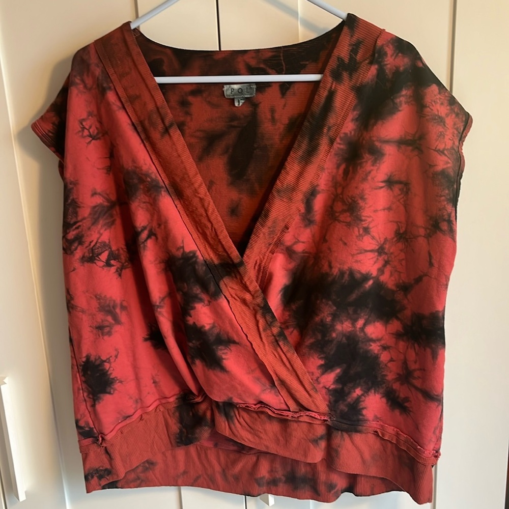 POL- black and red tie dye shirt